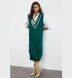 Снимка на Trendyol Emerald Green Mini Knitwear Color Block Dress