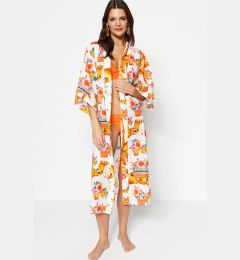 Снимка на Trendyol Ethnic Pattern Belted Maxi-Weave 100% Cotton Kimono & Kaftan