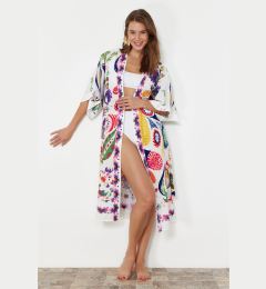 Снимка на Trendyol Ethnic Patterned Belted Midi Woven 100% Cotton Beach Kimono&Caftan