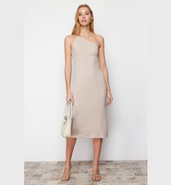 Снимка на Trendyol Fitted Midi Crepe Knitted Dress with Stone Straps