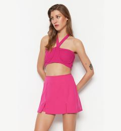 Снимка на Trendyol Fuchsia Double Slit Super Mini Weave Shorts Skirt