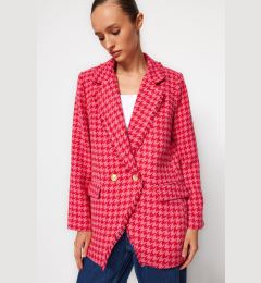 Снимка на Trendyol Fuchsia Tweed Regular Lined Double Breasted Closure Woven Houndstooth Blazer Jacket