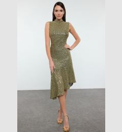 Снимка на Trendyol Gold Knitted Sequin Midi Dress