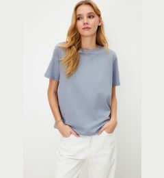 Снимка на Trendyol Gray 100% Cotton Basic Crew Neck Knitted T-Shirt