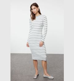 Снимка на Trendyol Gray Midi Knitwear Basic Striped Dress