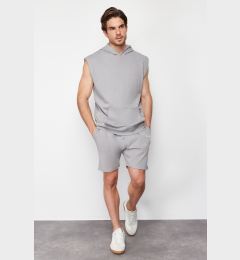 Снимка на Trendyol Gray Regular Cut Printed Shorts with Stitching Detail