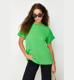 Снимка на Trendyol Green 100% Cotton Crew Neck Oversize/Wide Pattern Knitted T-Shirt