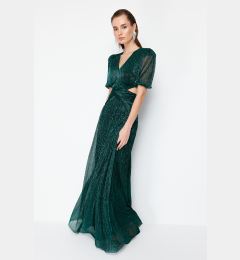 Снимка на Trendyol Green A-Line Cut Out/Window Detail Glitter Knit Elegant Evening Dress & Graduation Dress