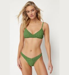 Снимка на Trendyol Green Gingham Textured V-Cut Bikini Bottoms