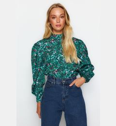 Снимка на Trendyol Green High Neck Patterned Woven Blouse