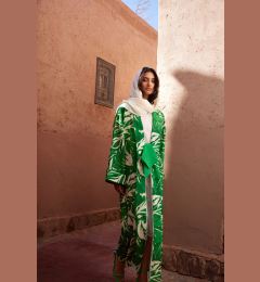 Снимка на Trendyol Green Tropical Pattern Long Woven Kimono & Kaftan