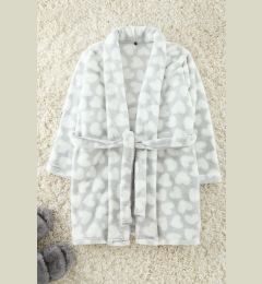 Снимка на Trendyol Grey Belted Heart Wellsoft Winter Knitted Dressing Gown