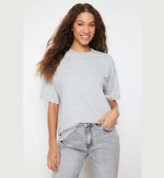 Снимка на Trendyol Grey Melange Crew Neck Oversize/Wide Pattern Knitted T-Shirt