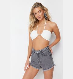 Снимка на Trendyol Grey Mini Woven Denim 100% Cotton Beach Shorts
