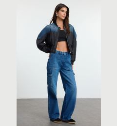 Снимка на Trendyol Indigo Cargo Pocket High Waist Wide Leg Jeans