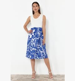 Снимка на Trendyol Indigo Zero Sleeve Pool Collar Skirt Patterned Midi Knitted Dress