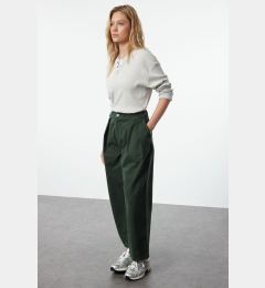 Снимка на Trendyol Khaki Elastic Waist High Waist Barrel Trousers