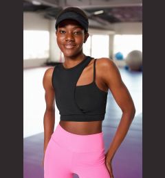 Снимка на Trendyol Knitted Sports Bra with Black Mid Support/Styling Rope Strap