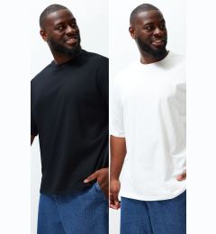 Снимка на Trendyol Large Size Black-Ecru Oversize 2-Pack 100% T-Shirt