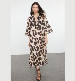 Снимка на Trendyol Leopard Patterned Maxi Woven Beach Kimono&Caftan