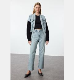 Снимка на Trendyol Light Blue High Waist Straight Jeans