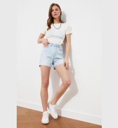 Снимка на Trendyol Light Blue Ripped Detailed Denim Shorts