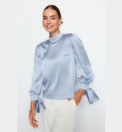 Снимка на Trendyol Light Blue Tie Detailed Woven Blouse