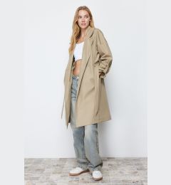 Снимка на Trendyol Light Khaki Oversize Belted Water Repellent Long Trench Coat