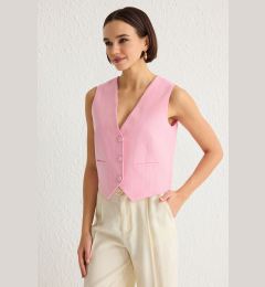 Снимка на Trendyol Light Pink Regular Striped Cotton Linen Crop Woven Vest