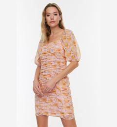 Снимка на Trendyol Lilac Drape Detailed Floral Print Dress