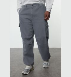 Снимка на Trendyol Limited Edition Navy Blue 100% Cotton Loose Fit Plus Size Trousers