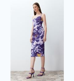Снимка на Trendyol Limited Edition Purple Bodycon Midi One Shoulder Adjustable Strap Knit Dress
