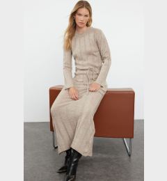 Снимка на Trendyol Mink Maxi Knit Soft Textured Tie Detail Dress