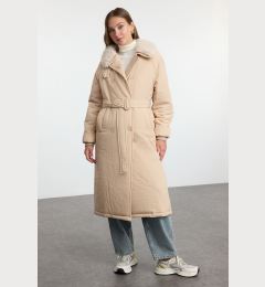 Снимка на Trendyol Mink Oversize Molded Collar Plush Detail Belted Water Repellent Long Parka Puffer Coat