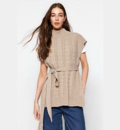 Снимка на Trendyol Mink Wide Fit Wool Belted Knitwear Sweater