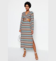 Снимка на Trendyol Multi Color Cut Out Detail Printed Stretch Midi Knitted Dress