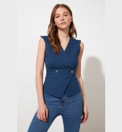 Снимка на Trendyol Navy Blue Bone Button Detailed Double Breasted Woven Blouse