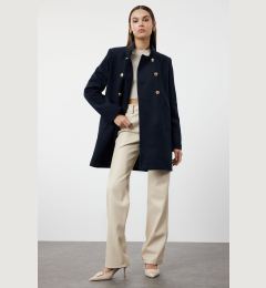 Снимка на Trendyol Navy Blue Button Detailed Regular Woolen Midi Coat