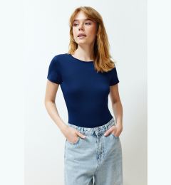 Снимка на Trendyol Navy Blue Fitted/Short Sleeve Flexible Snap Knit Bodysuit