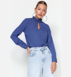 Снимка на Trendyol Navy Blue High Collar Woven Blouse