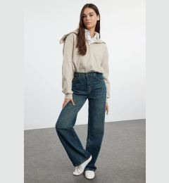 Снимка на Trendyol Navy Blue High Waist Wide Leg Jeans