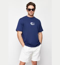 Снимка на Trendyol Navy Blue Relaxed Cut Printed 100% Cotton T-Shirt