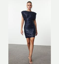 Снимка на Trendyol Navy Blue Shiny Knitted Sequin Short Dress