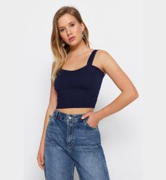 Снимка на Trendyol Navy Blue Sweetheart Neck Crop Knit Blouse