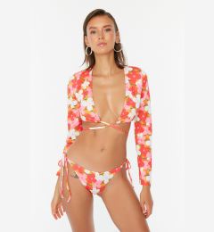 Снимка на Trendyol Orange Floral Pattern Bikini Bottoms With Tie Detailed