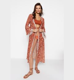 Снимка на Trendyol Paisley Patterned Belted Maxi Woven Kimono & Kaftan with Ruffles