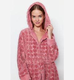 Снимка на Trendyol Pink Belt Heart Polar Winter Knitting Dressing gown