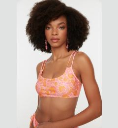 Снимка на Trendyol Pink Floral Pattern U-Neck Bikini Top