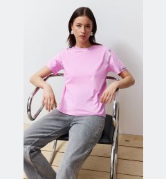 Снимка на Trendyol Pink Leafy Loose/Comfortable Pattern Knitted T-Shirt
