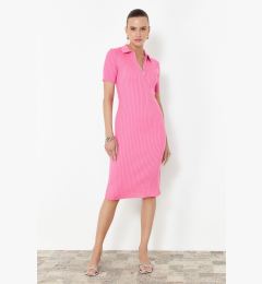 Снимка на Trendyol Pink Plain Midi Polo Neck Knitwear Dress